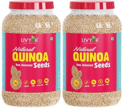 LIVYOR White Quinoa Seeds, Gluten Free for Weight loss Management, Rich in Protein, Iron and Fiber Quinoa(2 kg, Pack of 2)