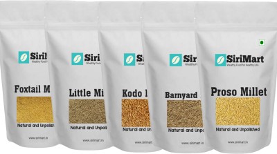 SiriMart Siridhanya Combo of 5 Millets 1Kg Each | High Protein & Fibre than wheat/Rice Mixed Millet(5 kg, Pack of 5)