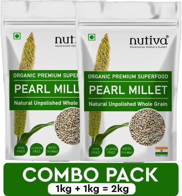 Nutiva Combo Pack of Unpolished Bajra/Pearl Millets 1kg (Sajje/Kambu/Pindi/Sajjalu) Pearl Millet(2 kg, Pack of 2)