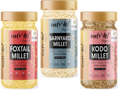 Amwel Organic Combo Foxtail Millet 400g + Barnyard Millet 400g + Kodo Millets 400g Mixed Millet(1.2 kg, Pack of 3)