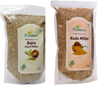 Farmbean COMBO Of 2 -Bajra Whole Grain (1KG) & Kodo Millet | Arikelu | Varagu Rice (1KG ) Kodo Millet(1 kg, Pack of 2)
