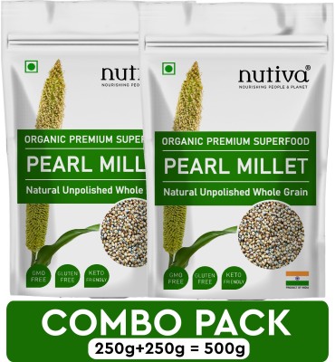 Nutiva Combo Pack of Unpolished Bajra/Pearl Millets 250g (Sajje/Kambu/Pindi/Sajjalu) Pearl Millet(0.5 kg, Pack of 2)