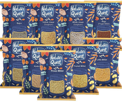 Nature’s Quest Foxtail, Kodo, Little, Barnyard, Proso Millet, White ,Yellow Jowar, Bajra, Ragi Mixed Millet(8100 g, Pack of 9)