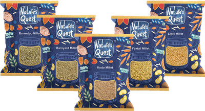 Nature’s Quest Millet Combo Pack of 5 -4500gms| Browntop , Little , Kodo , Foxtail , Barnyard Mixed Millet(4.5 kg, Pack of 5)