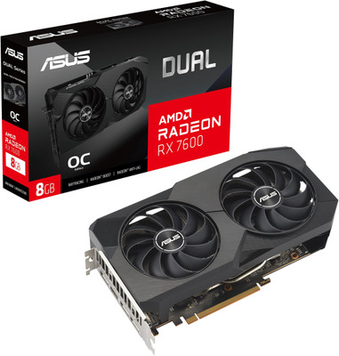 ASUS Dual-RX7600-O8G-V2 GDDR6 8 GB AMD/ATI Chipset 128 bit 2745 MHz Graphics Card(Black)