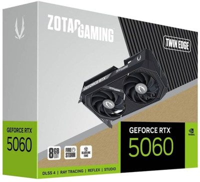 ZOTAC GAMING GeForce RTX 5060 Twin Edge 8GB GDDR7 128 BIT GDDR7 8 GB NVIDIA Chipset 128 bit 2497 MHz Graphics Card(Black)