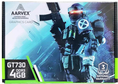 AARVEX GT 730 4GB GDDR3 GPU DDR3 4 GB NVIDIA Chipset 64 bit 1800 MHz Graphics Card(Black)