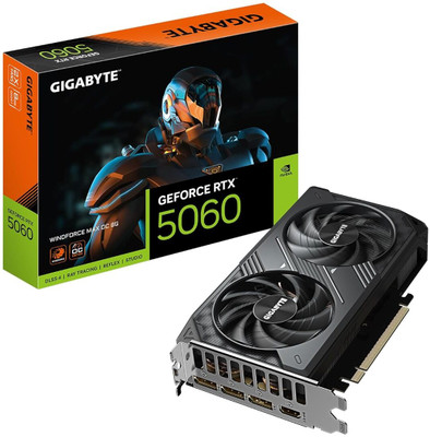 GIGABYTE GeForce RTX 5060 WINDFORCE MAX OC 8G Graphics Card GDDR7 8 GB Intel Chipset 128 bit 2512 MHz Graphics Card(Black)