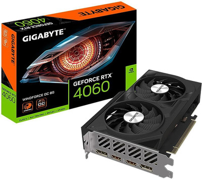 GIGABYTE GV-N4060WF2OC-8GD GDDR6 8 GB NVIDIA Chipset 128 bit 128 MHz Graphics Card(Black)
