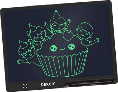 DEKOQ 16 Inch Monochrome Screen Rechargeable Doodle Board Toddler Educational Toys for Boys Girls Reusable Portable Drawing Tablet Toys Gifts for Kids 12 x 8 inch Graphics Tablet Connectivity - Wireless(Black)