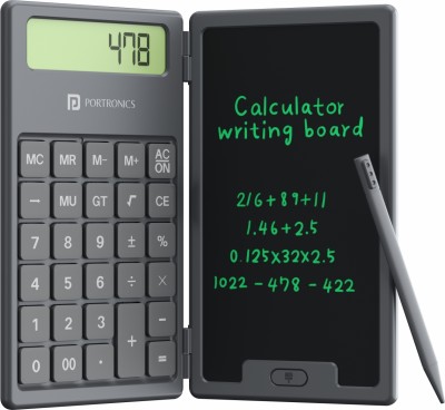 Portronics Ruffpad Calc 2-in-1 Calculator & LCD Writing Pad Rewritable, Foldable Design, Stylus Pen for Students, School & Office 2.9 x 5.5 inch Graphics Tablet(Black, Connectivity - Wireless)