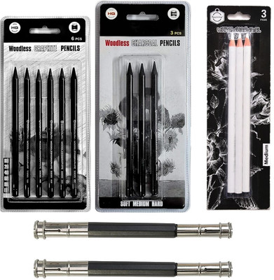 Da Novira Premium Sketching 12 Pencil Set With 2 Pencil Extender_ School & Artistic Work Pencil(Pack of 1)