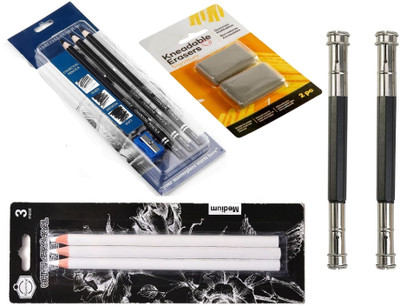 Da Novira 2 Kneadable Eraser With Mix Pencils Set with 1 Sharpner, 2 Pencil Extender Pencil(Pack of 1)