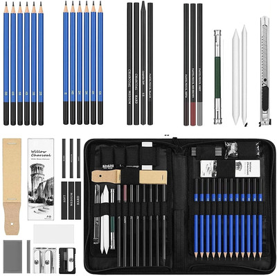 Corslet Sketching Pencil Kit 47 Pcs Professional Charcoal Sketch & Drawing Kit Pencil(Pack of 47)