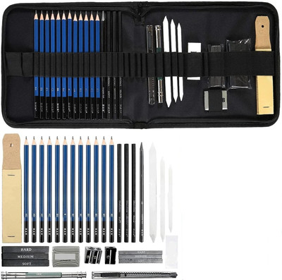 Adoere 33-Piece Sketch Pencils & Drawing Kit, Complete Artist Kit Graphite Pencils Pencil(Pack of 33)