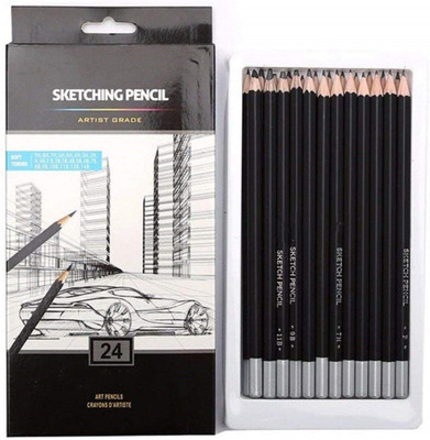 KABEER ART Fine Art Drawing and Sketching Pencils-24Pcs,Black Pencil(Pack of 24)