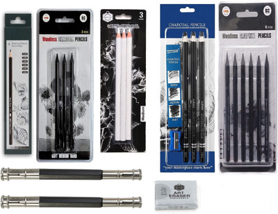 Da Novira 1 Kneadable Eraser With Mix Pencils Set with 1 Sharpner, 2 Pencil Extender Pencil(Pack of 1)