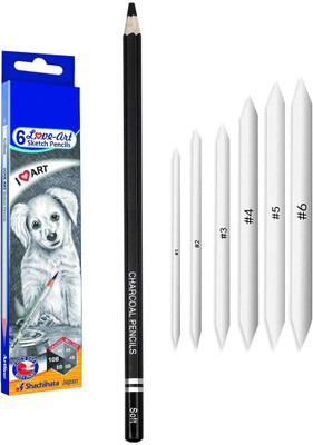 ArtKraft artline Pencil and Paper Blending Stumps with Soft charcoal Pencil(Pack of 2)