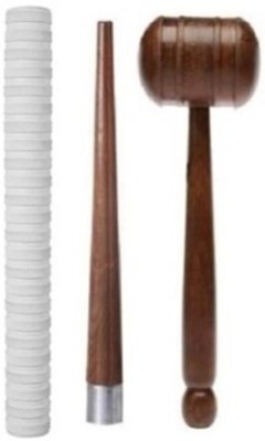 Fitdex Good Quality Wooden 1Mallet(Hammer) & 1Gripper(Cone) With 1White Grip, Diamond(White, Pack of 3)