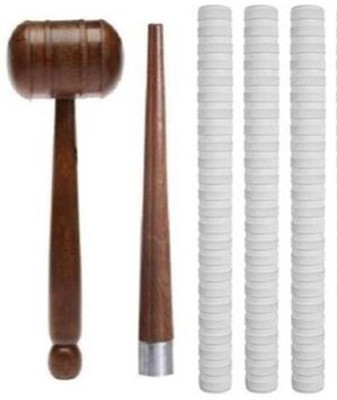 HACKERX 1Mallet & 1Gripper And 3White Grip, Chevron(White, Pack of 5)