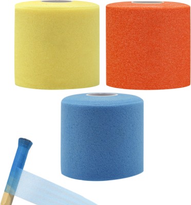 PROBEROS 3 Rolls Sweatband Cushion Wrap for Badminton Anti Slip Racquet Grip Dry Feel(Blue, Yellow, Orange, Pack of 3)