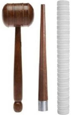 Dinetic COMBO of 1Mallet & 1Cricket Bat Handle Gripper With 1Bat Handle Grip(White), Chevron(White, Pack of 3)