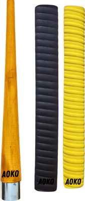 AOKO Premium Cricket Bat Grip BLACK AND YELLOW With 1 Cone Ultra Tacky(Pack of 3)