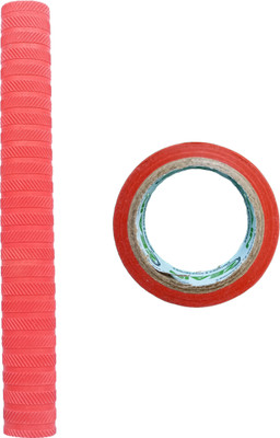 RaiGen Red Cricket Bat Grip with Red Grip Tape – Strong, Non-Slip Handle Grip Chevron(Red, Pack of 2)