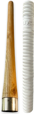 LIVOX First Quality Ring Texture Cricket Bat Grip And 1 Wooden Grip Cone Extra Tacky(White, Pack of 2)