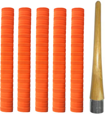 gamers hub Set of One Wooden Gripper + 5 Cricket Bat Orange Grip Chevron(Pack of 6)