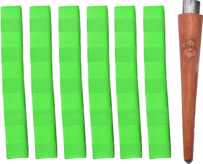 gamers hub Bat Grip Set of 6 Cricket Bat Handle Grip + One Wooden Cricket Bat Cone Chevron(Green, Pack of 6)
