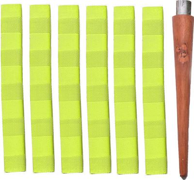 gamers hub Bat Grip Set of 6 Cricket Bat Handle Grip + One Wooden Cricket Bat Cone Chevron(Green, Pack of 6)