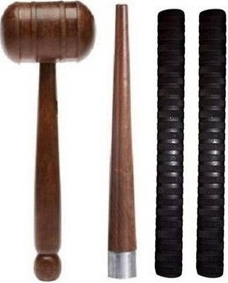 Owlix COMBO of 1Mallet & 1Bat Handle Gripper (cone) With 2Full Black Grip, Chevron(Black, Pack of 2)