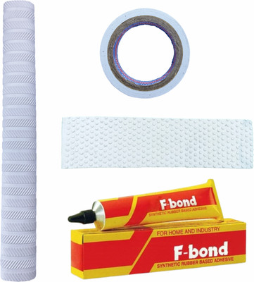 RaiGen Combo Set Includes White Bat Grip, Toe Guard, White Tape & Adhesive Chevron(White, Pack of 4)