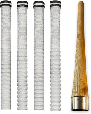 Sliva Cricket Bat White Grip + One Wooden Cone Combo (Gripper) Extra Tacky Towel Grip(Pack of 3)