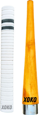 XOKO Premium White Cricket Bat Grip with Black Line And 1 Wooden Cone Ultra Tacky(Multicolor, Pack of 2)