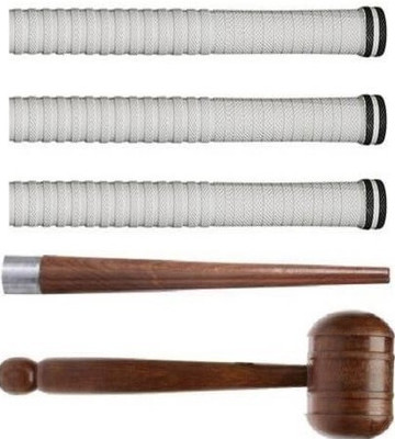 Owlix Premium Quality 1Mallet And 1Gripper(cone) And 3White Grip, Extra Tacky(White, Pack of 5)