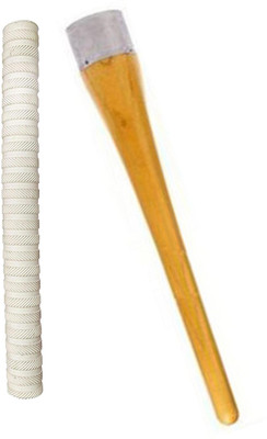 gamers hub Set of 1 Cricket Bat White Grip (VK) + One Wooden Grip Cone Gripper Chevron(Pack of 2)