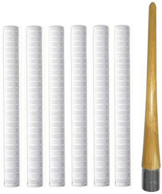 gamers hub Pack of 6 Cricket Bat White Grip (VK) + One Wooden Grip Cone Chevron(Pack of 7)