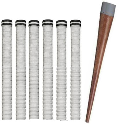 gamers hub Set of 6 Cricket Bat White grip + 1 wooden cone (gripper) Super Tacky(Pack of 7)