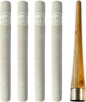 LIVOX 4 Pure White Octopus Texture Cricket Bat Handle Grips And Wooden Cone Super Tacky(White, Pack of 5)
