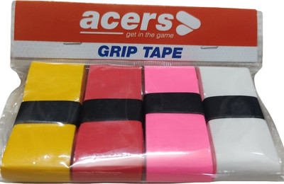acers Badminton/Tennis/Squash Racket Grip Tacky Touch(Yellow, White, Red, Pink, Pack of 4)