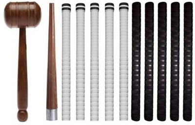 Owlix Good Quality Wooden 1Mallet & 1Gripper With 5Black Grip And 5Full Black Grip, Ultra Tacky(Multicolor, Pack of 12)