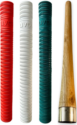 LIVOX Professional With Light Weight Ring Texture Cricket Bat Grips for Good Comfort Super Tacky(Green, Red, White, Pack of 3)