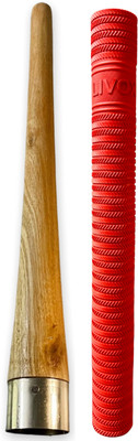 LIVOX First Quality Ring Texture Cricket Bat Grips And One Wooden Grip Cone Extra Tacky(Red, Pack of 2)