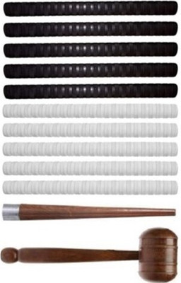 Owlix Good Quality Wooden 1Mallet(Hammer) & 1Gripper(Cone) With 10 Grip, Smooth Tacky(Black, White, Pack of 12)
