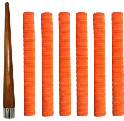 gamers hub Set of 6 Cricket Bat Orange Grip + One Wooden Cone(Pack of 7)