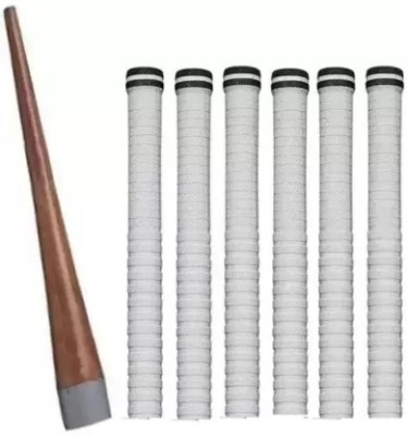 HACKERX Sports Set of 6 Cricket Grips + 1 Wooden Gripper(Cone) Tacky Touch(White, Pack of 1)