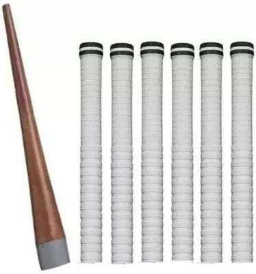 gamers hub Sports Set of 6 Cricket Grips + 1 Wooden Gripper(Cone) Tacky Touch(White, Pack of 1)