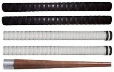 Owlix Good Quality Wooden 1Gripper(cone) with Bat Handle 4 Grip, Tacky Touch(Black, White, Pack of 5)